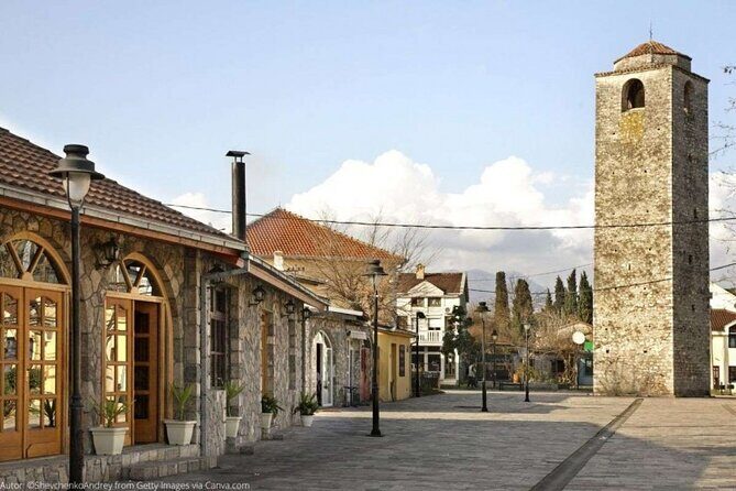ALBANIA tour - Rozafa, Skadar lake, Niagara waterfalls, Shkodra - Podgorica’s clock tower stop: a quick start to the old-versus-new story